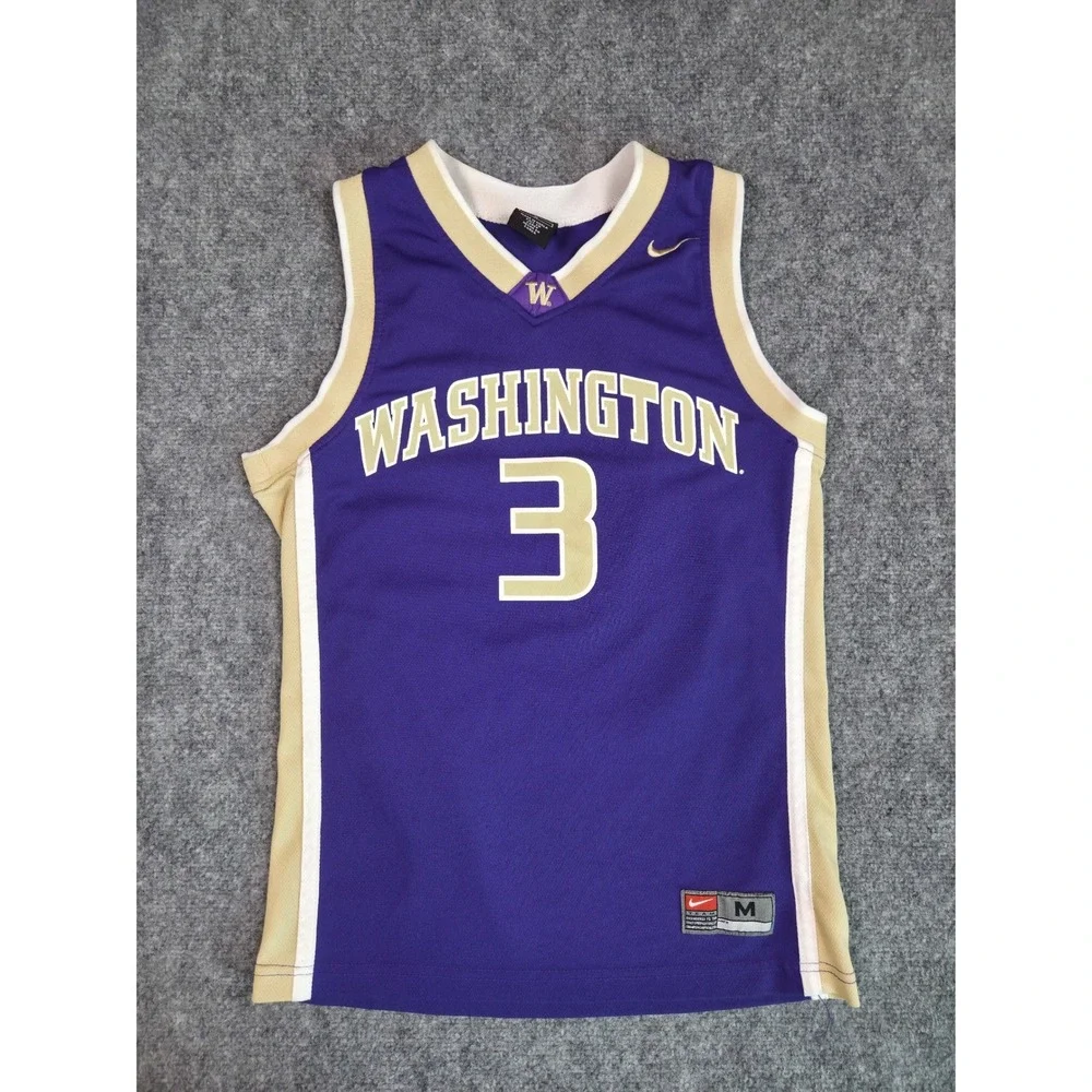 Nike Washington Huskies Basketball Jersey Youth Medium Purple Gold Number 3